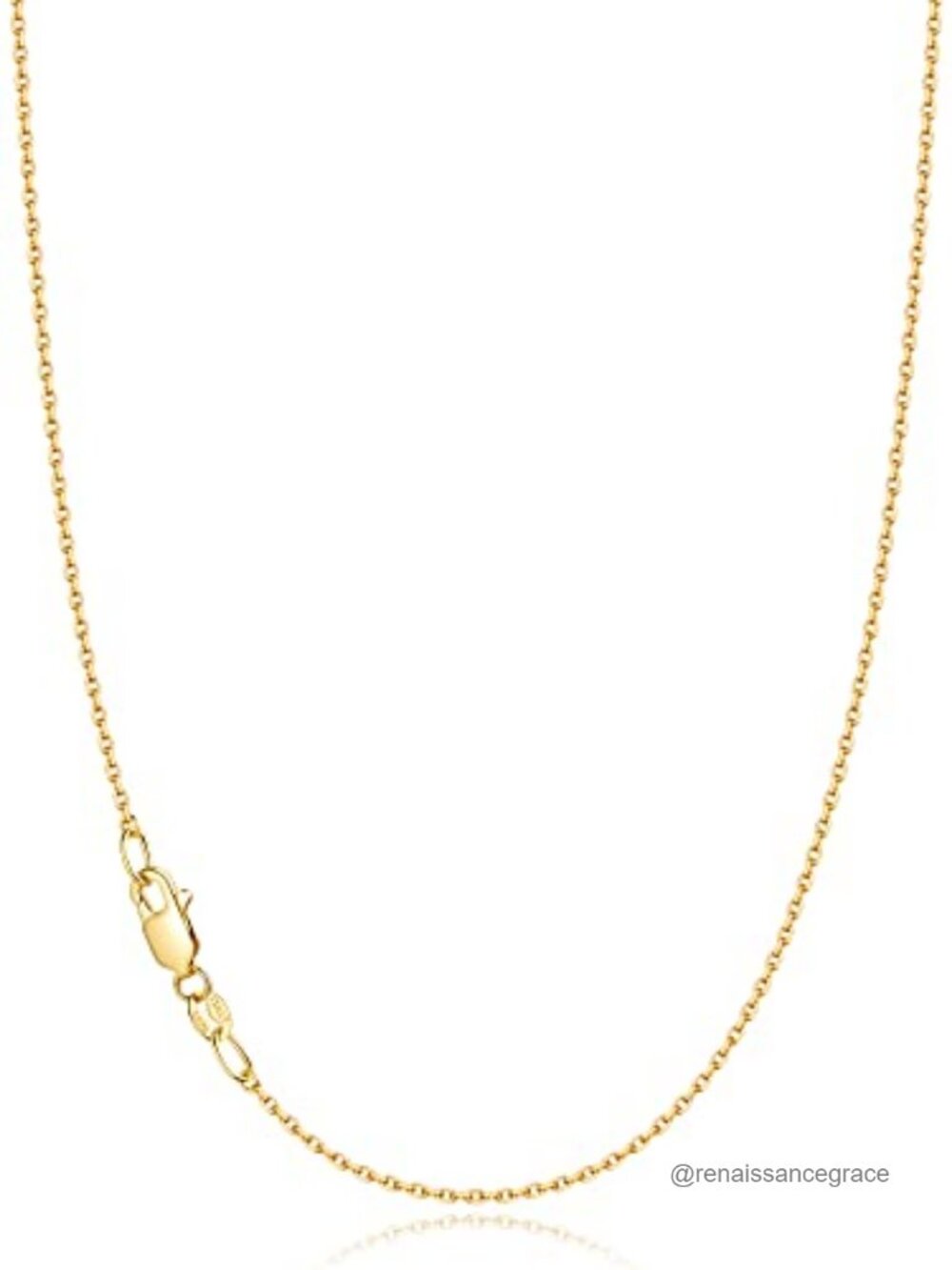 18k Gold Plated 925 Sterling Silver Cable Chain Necklace for Women, 1.1mm